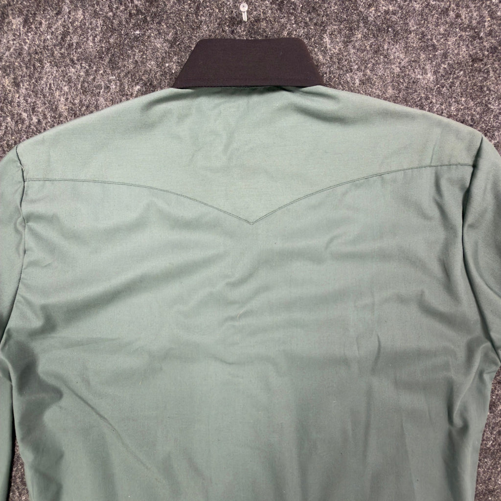 Caravan Vintage 90s Western Shirt Mens M Green Southwestern Cotton Excellent - take2supply