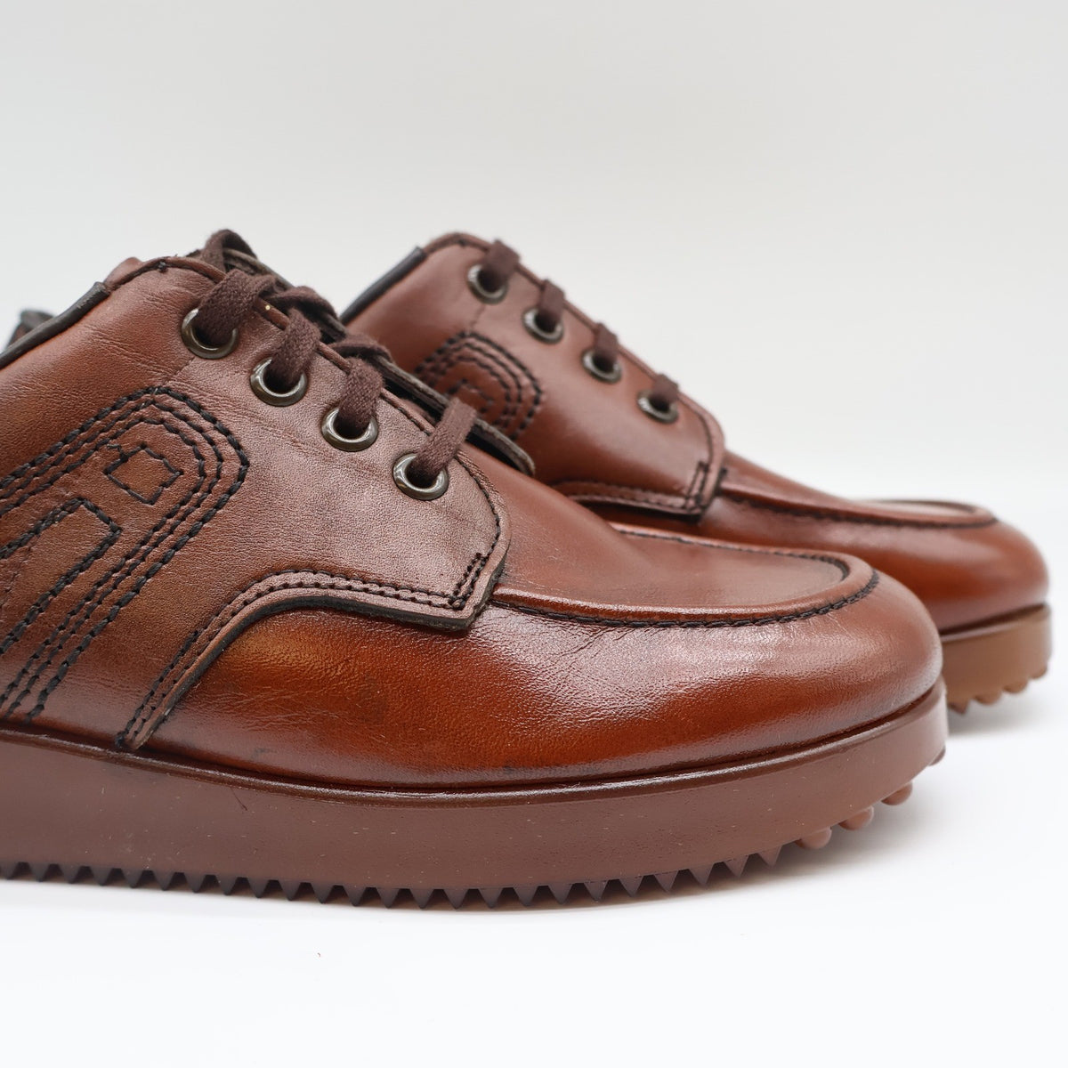 James Pepper Oxford Shoes Mens 5 D Vintage Brown Leather Moc Toe Made in USA - take2supply