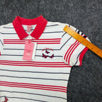 U.S. Polo Assn. Y2K Butterfly Stripe Polo Shirt Girls L White NWT C410 - take2supply