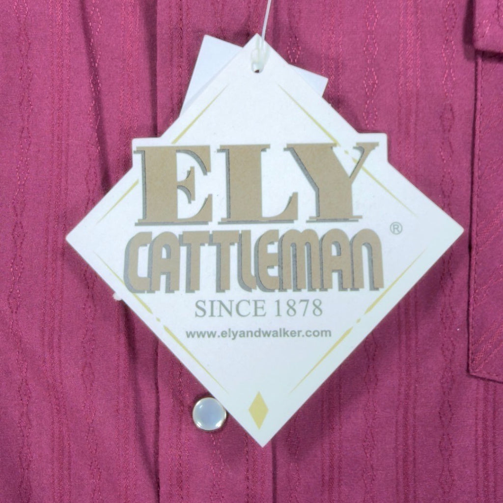 ELY CATTLEMAN Modern Western Shirt Mens XXL Burgundy Pearl Snap NWT - take2supply