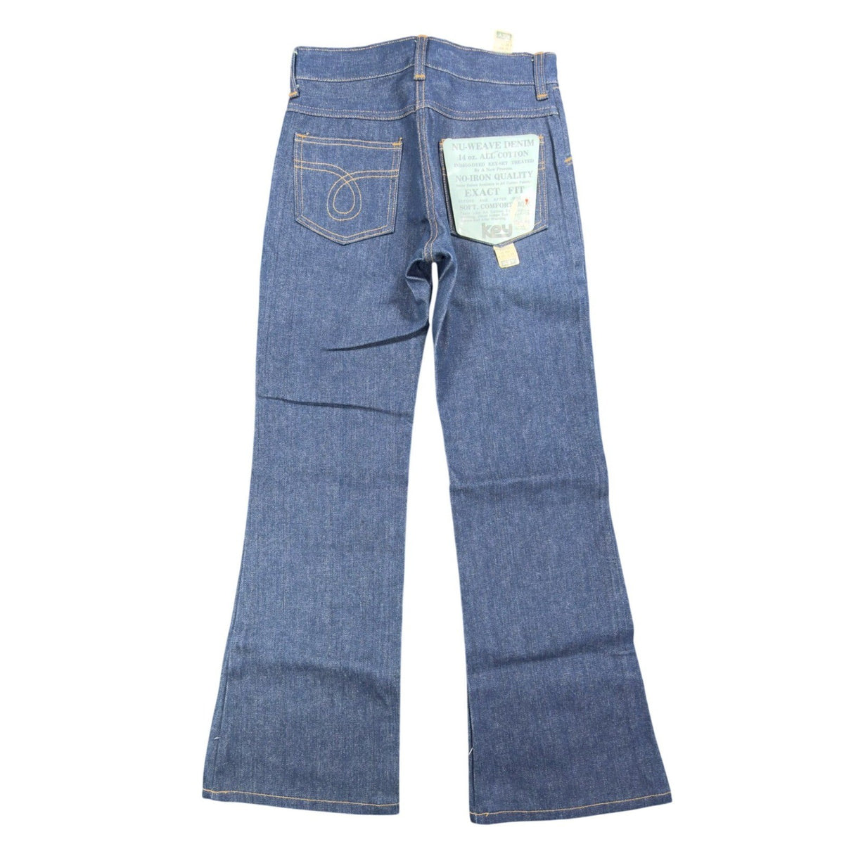 Key Vintage 70s Flare Jeans Boys 16 Reg W 27 L 29 Blue Cotton Deadstock NWT - take2supply