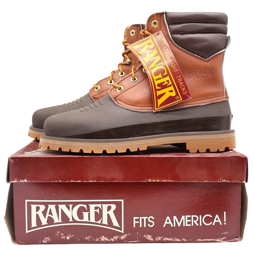 Ranger Insulated Hunting Boots Mens 8M Vintage Brown Leather Rubber Duck Boots - take2supply