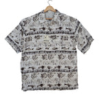 Bugle Boy Button Up Mens XL Beige New Fish Print Short Sleeve Excellent - take2supply