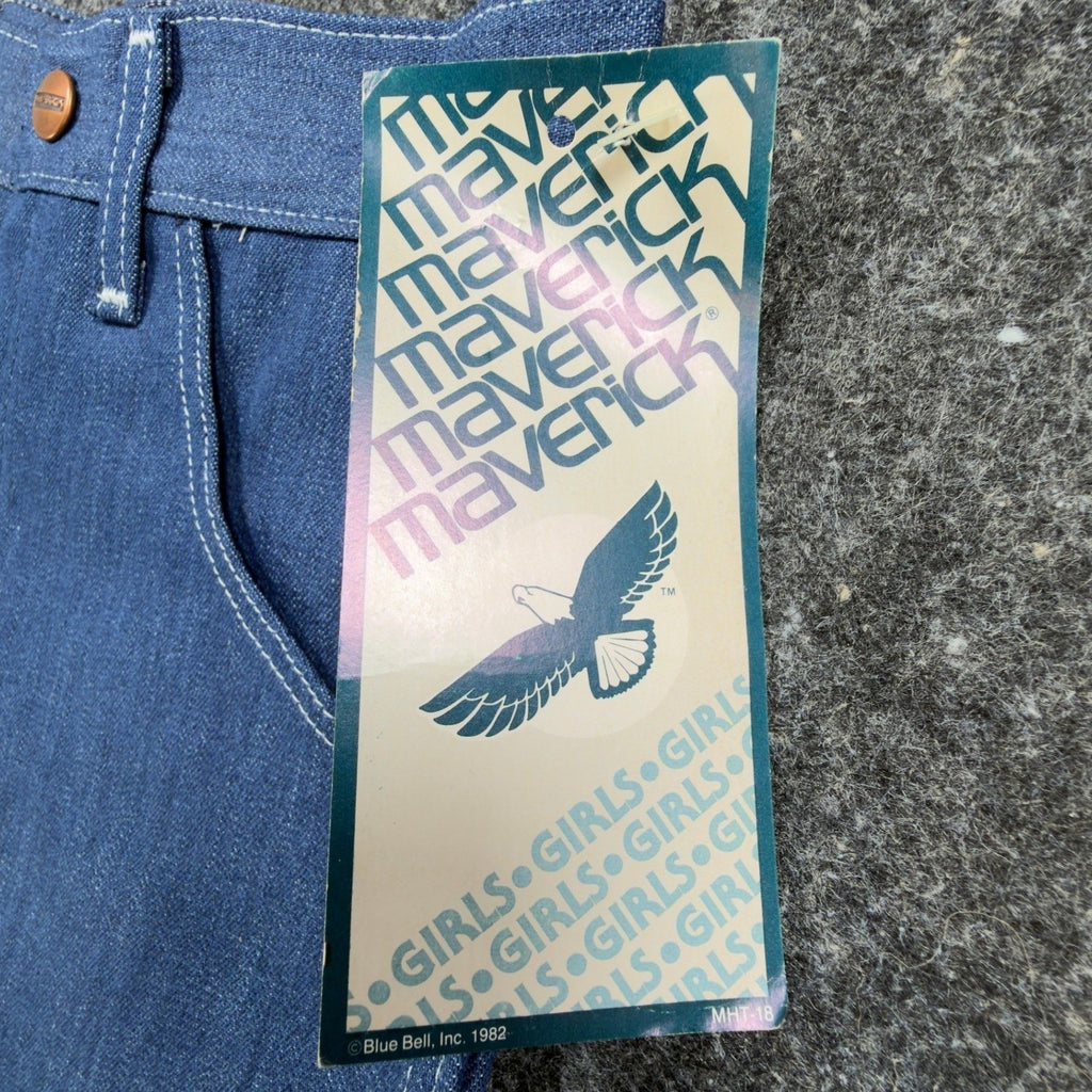 Maverick Vintage 80s Jeans Girls 10 Reg Blue Straight Leg NOS NWT 24x28 - take2supply