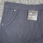 Zo & Co. Skirt Women 6 Navy Blue Braided Trim Utility Pocket Rayon Blend C1-905 - take2supply