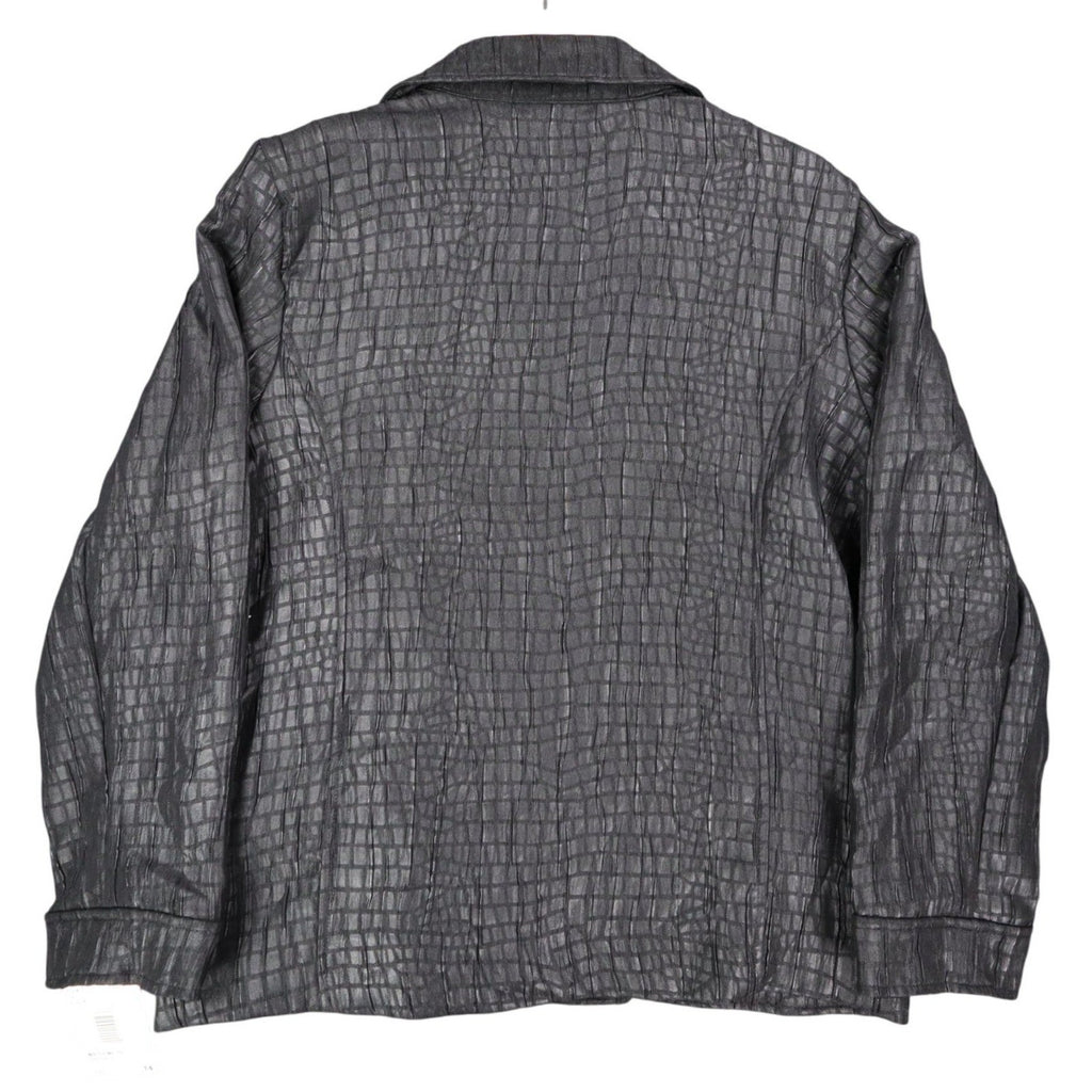 N Touch Zip Up Jacket Womens 14 Black Textured Crinkle Mock Neck New NWT - take2supply