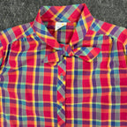 Sunny Shores Vintage 80s Bow Blouse Womens 18 Multi Plaid NWT Deadstock - take2supply