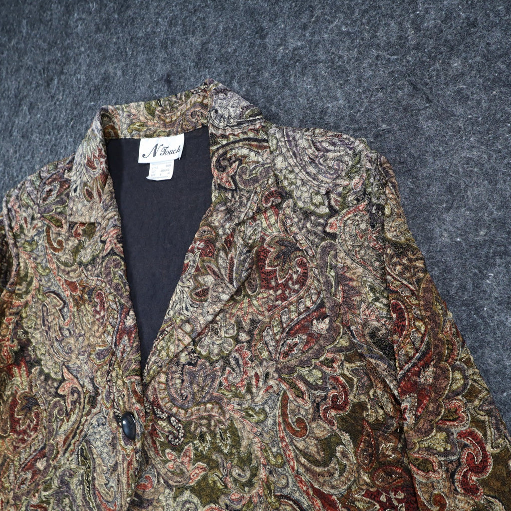 N Touch Paisley Blazer Womens Size S Brown Multi Metallic Single Button NWT - take2supply
