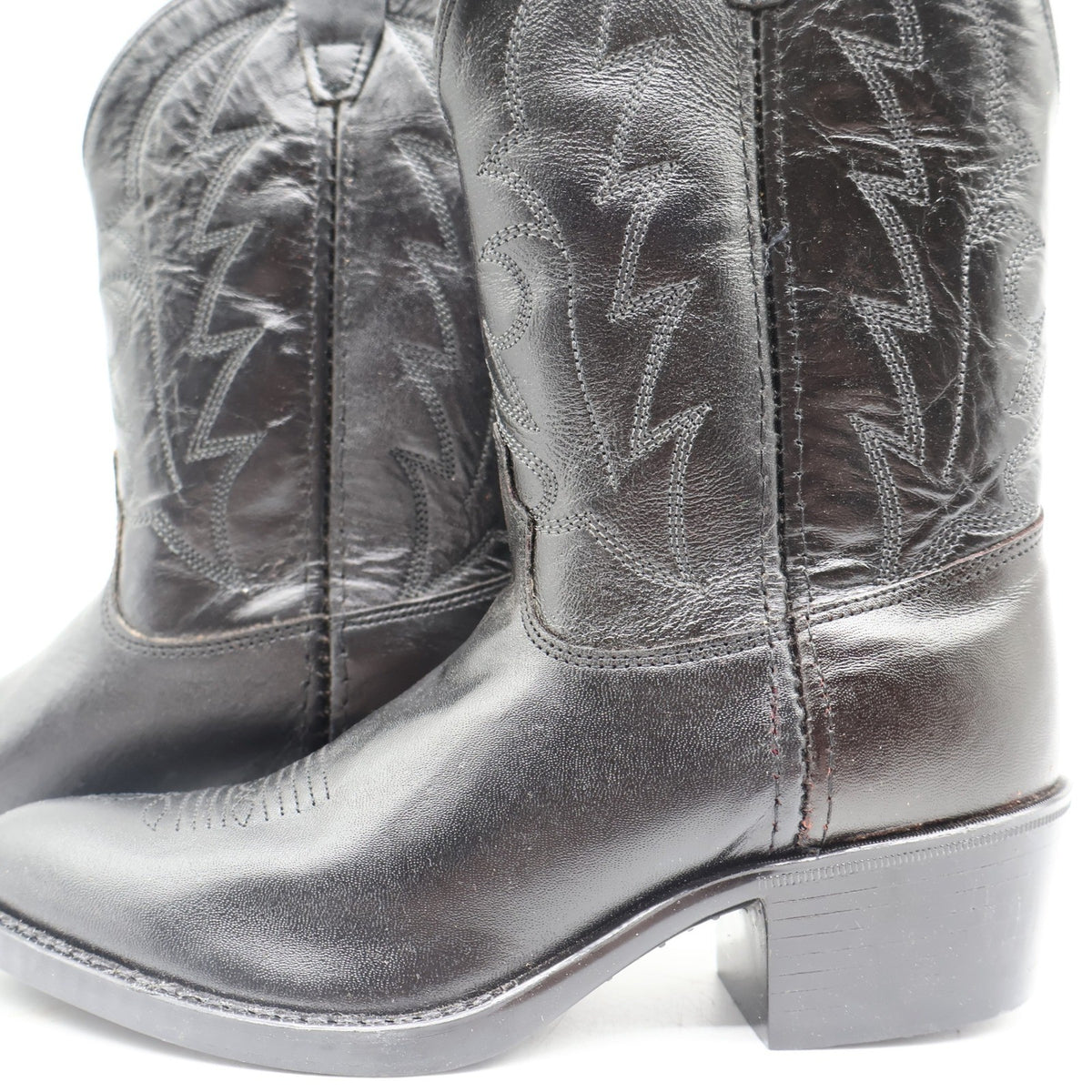 Laredo Western Boots Kids 3 Black Leather J-Toe Cowboy Boots 28-2210 New - take2supply