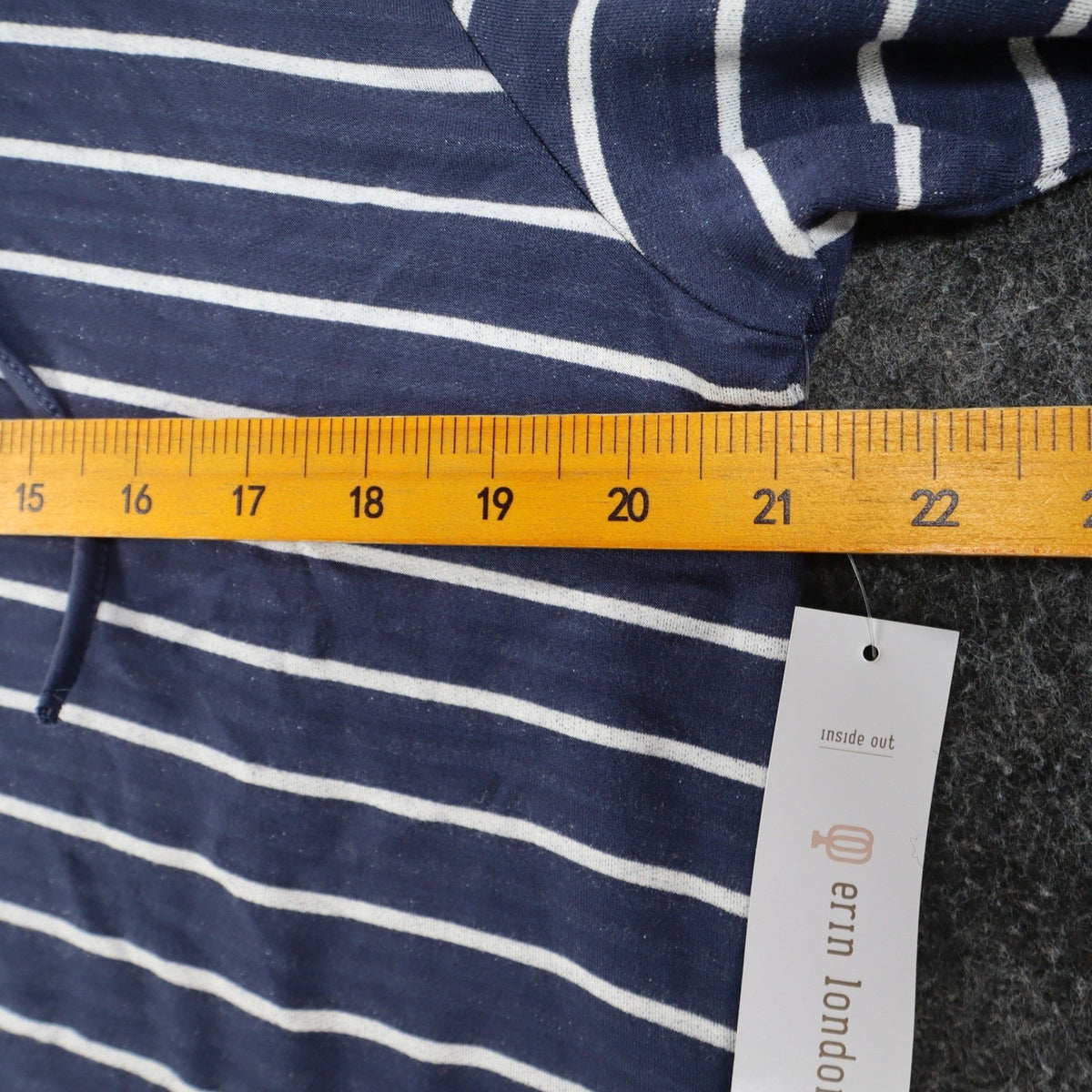 Erin London Womens L Navy White Striped Zip Hoodie Bell Sleeve Pockets NWT - take2supply