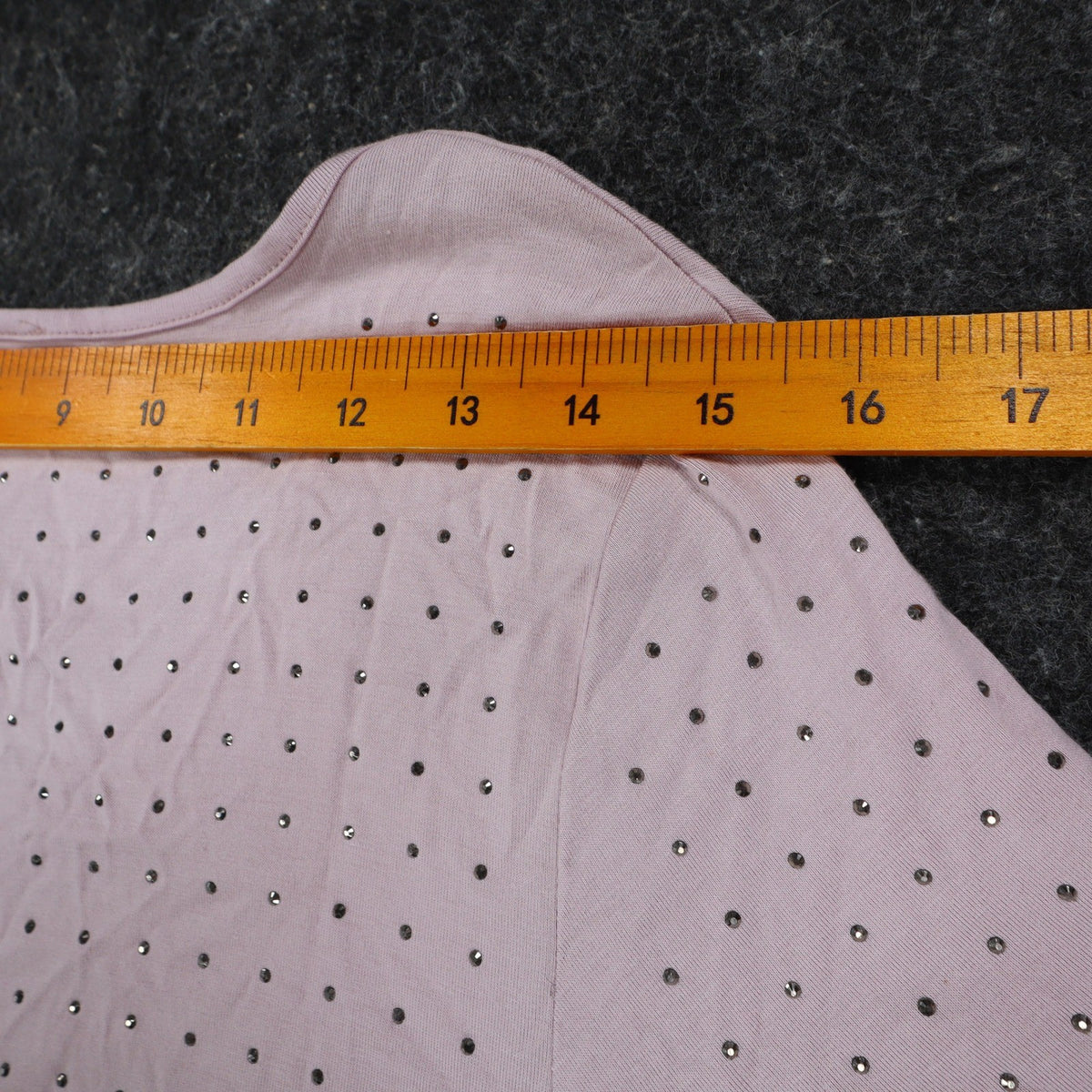 Vocal Rhinestone Stud Tunic Top Womens Small Mauve Pink High Low Layered V-Neck - take2supply