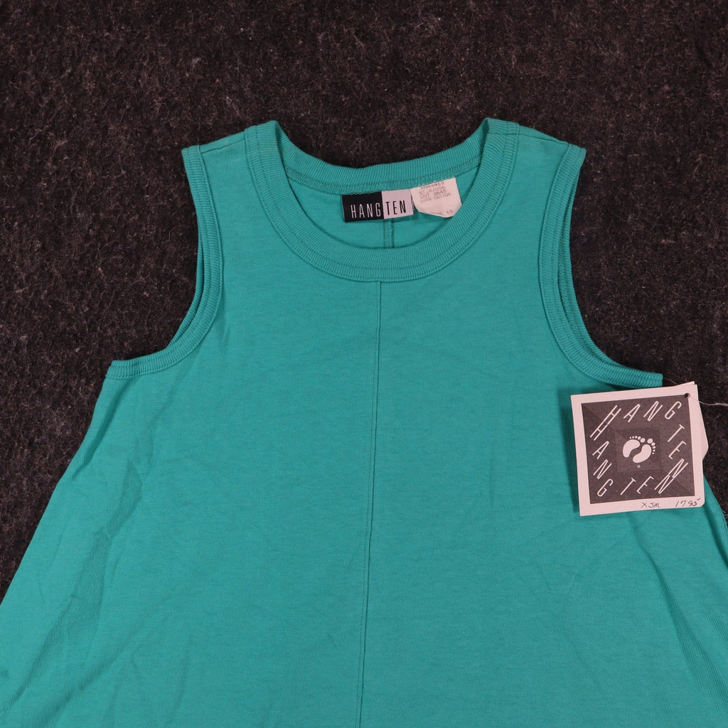 Hang Ten Tank Top Womens XS Vintage 90s Teal Cotton A-Line Sleeveless USA Made - take2supply