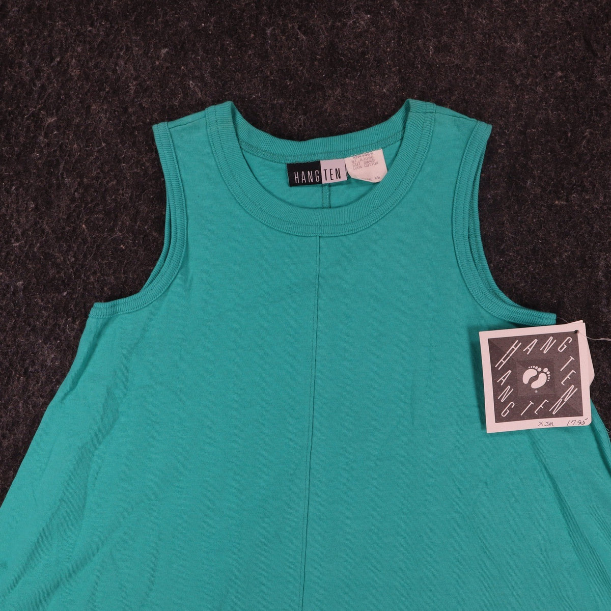 Hang Ten Tank Top Womens XS Vintage 90s Teal Cotton A-Line Sleeveless USA Made - take2supply