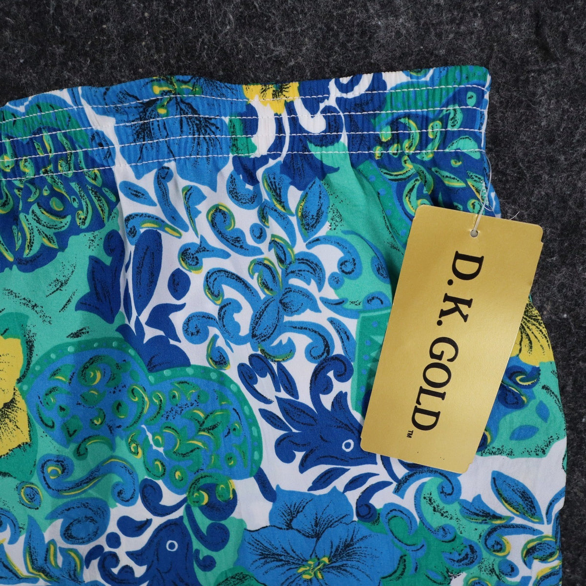 D.K. GOLD Floral Paisley Shorts Womens Medium Vintage 90s Blue Green Made in USA - take2supply