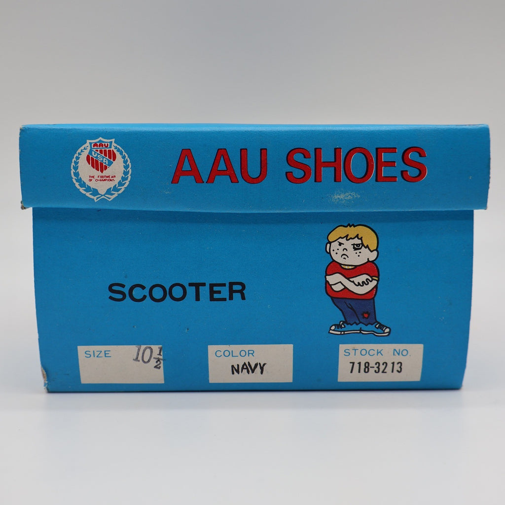 AAU Ruff Necks Scooter Shoes 10.5 Vintage Deadstock Navy Rainbow Canvas Sneakers - take2supply