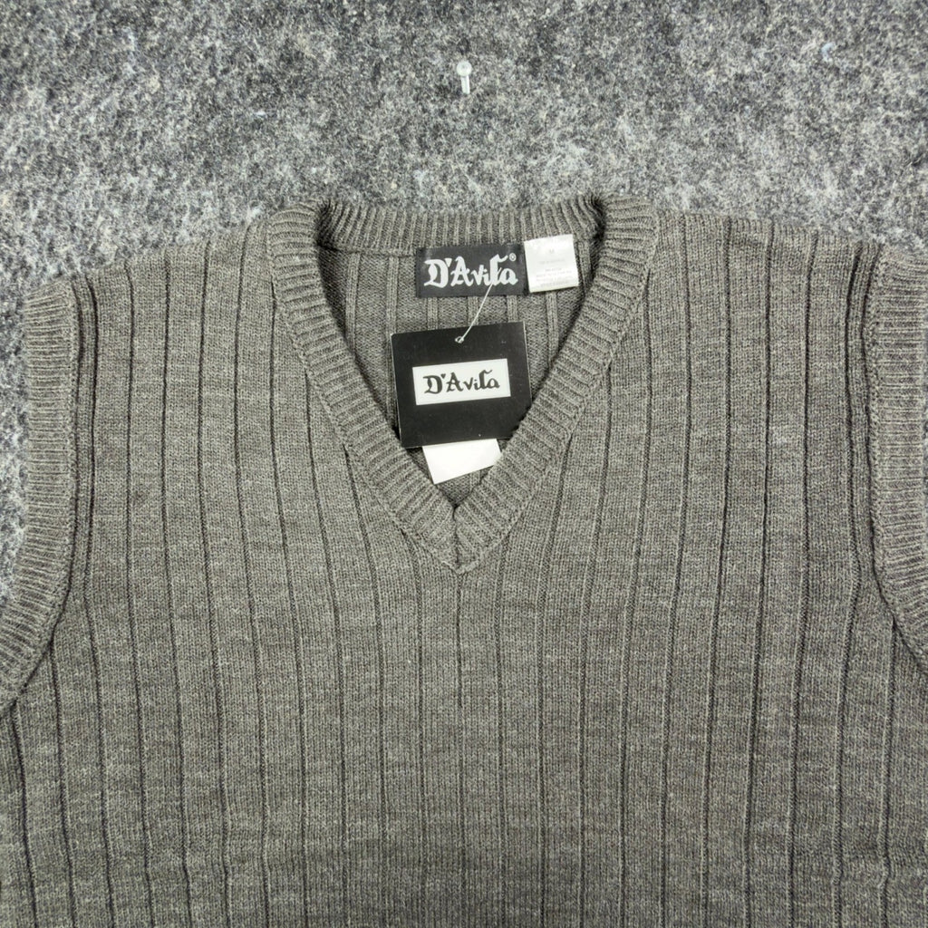 D'Avila Vintage Y2K Sweater Vest Mens Medium Gray Acrylic NWT C528 - take2supply