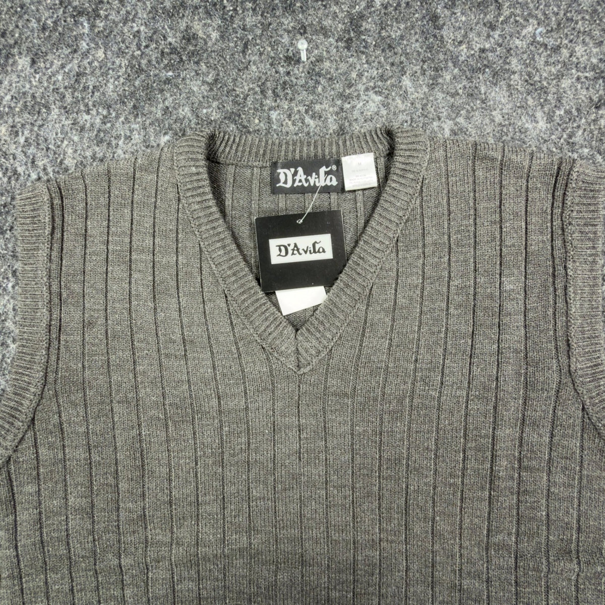 D'Avila Vintage Y2K Sweater Vest Mens Medium Gray Acrylic NWT C528 - take2supply