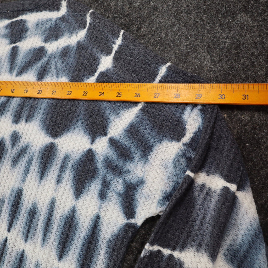 She + Sky Waffle Knit Top Medium NWT Navy White Tie Dye Thermal Raglan SS2467 - take2supply