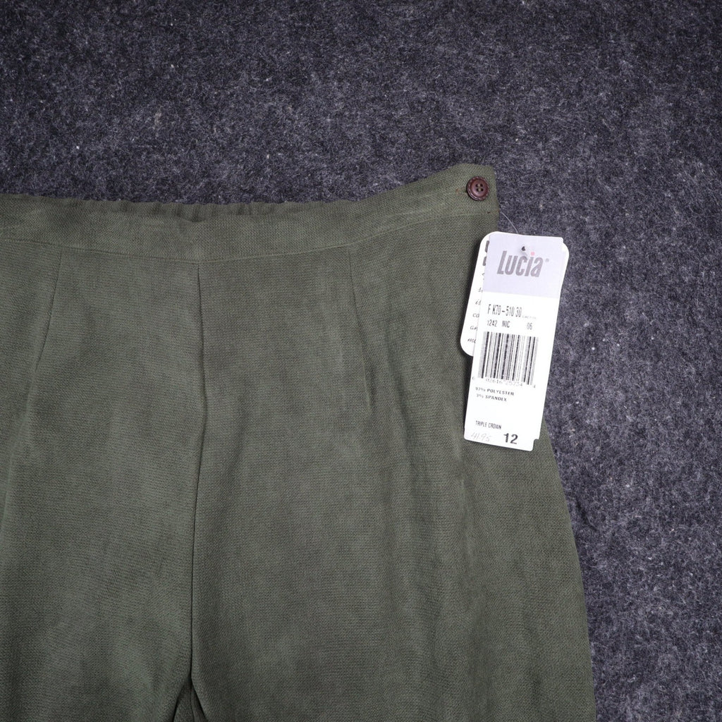 Lucia Trousers Womens 12 Vintage 90s Cactus Green Stretch Straight Leg Pants NWT - take2supply