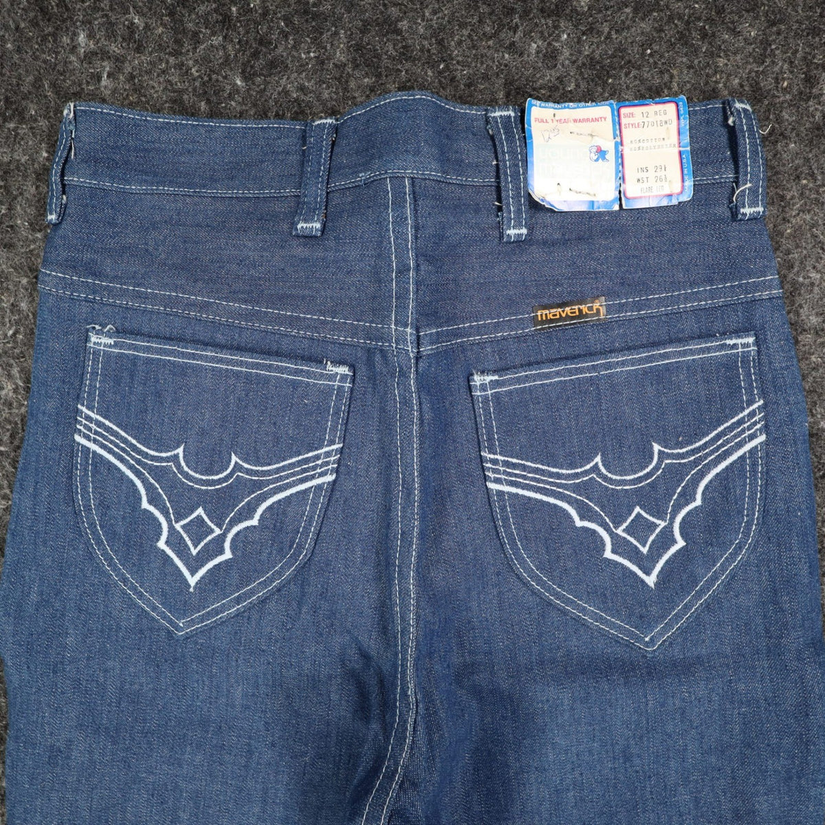 Vintage Young Maverick Jeans Boys 12 Regular Blue Flare White Stitch USA NWT - take2supply