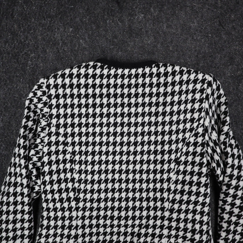Larry Levine Houndstooth Jacket Womens Size S Black Cream Zip Pockets NWT - take2supply
