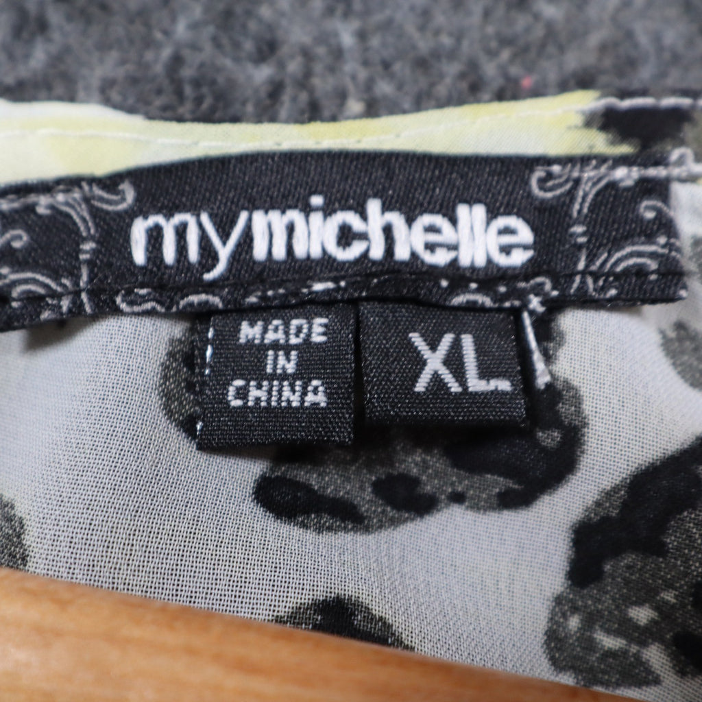 mymichelle Leopard Print Blouse Womens XL Sheer Chiffon Dolman Sleeve Top New - take2supply