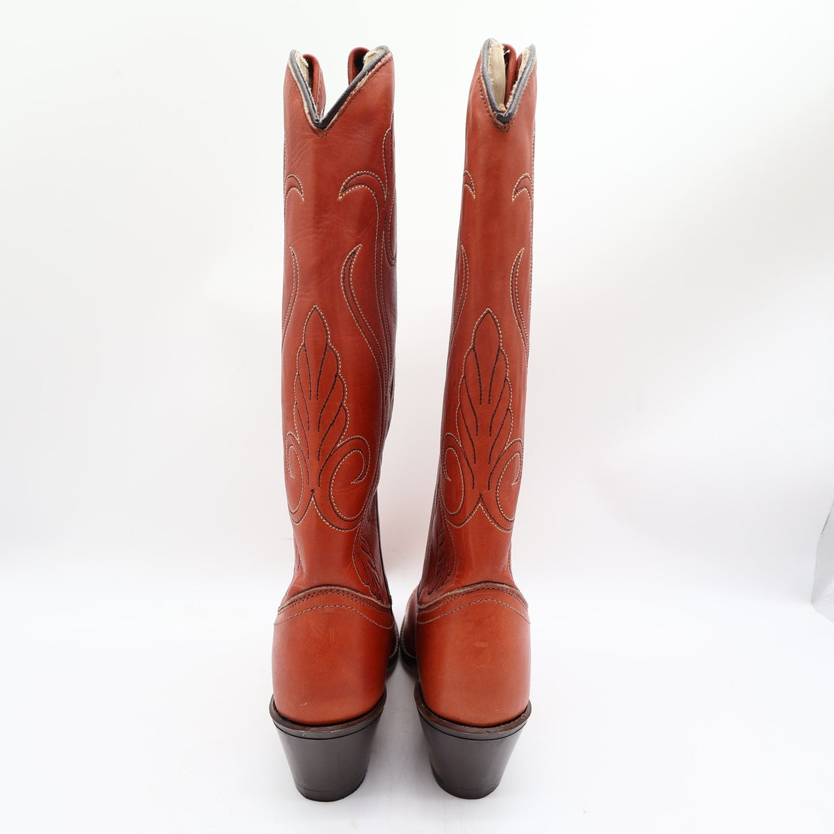 Acme Vintage 70s Western Boots Womens 6 Rust Leather Deadstock New NWT - take2supply