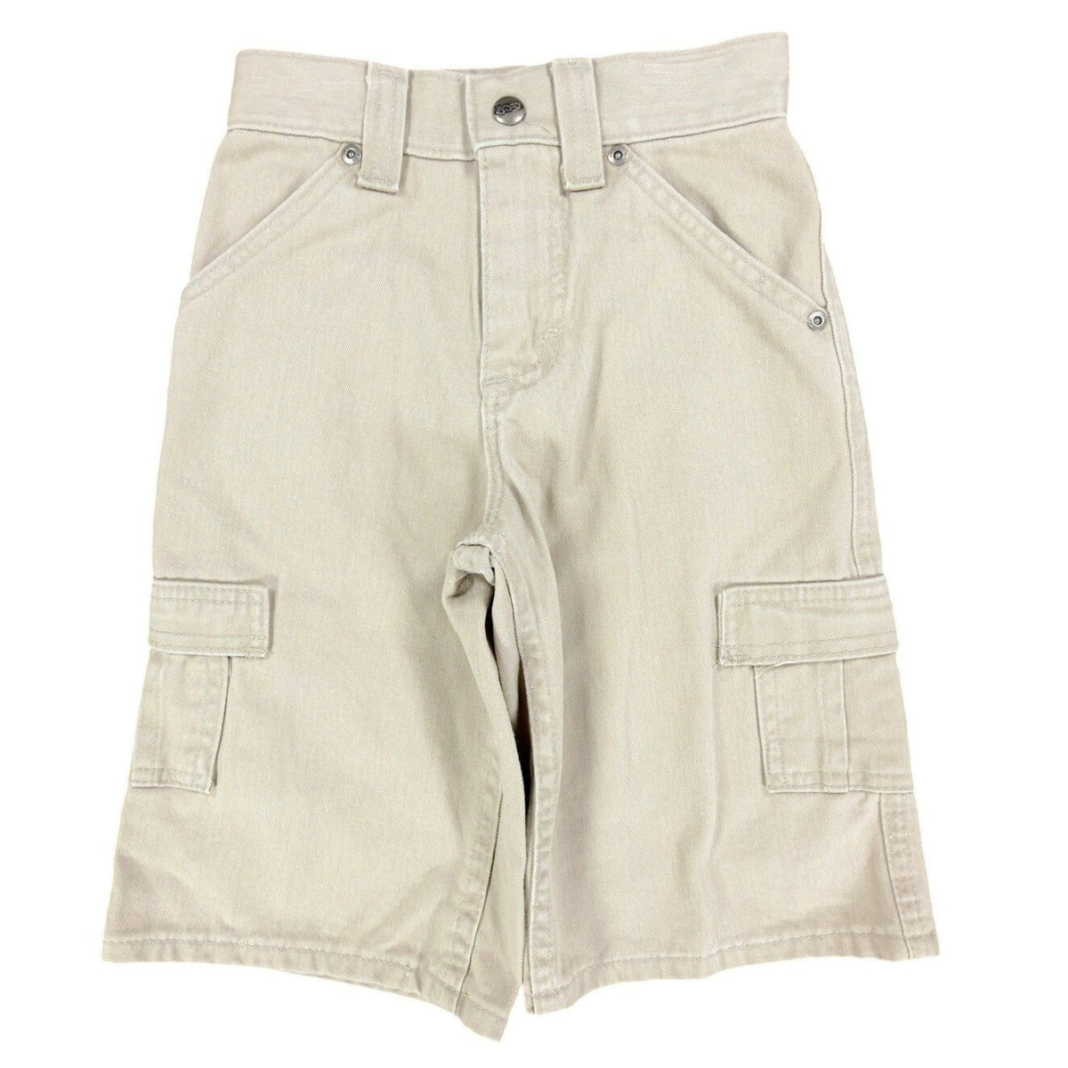 Front view of khaki Lee Pipes cargo shorts