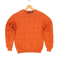 IZOD Sweater Mens Medium Orange 100% Cotton Crewneck Grid Texture Knit Classic - take2supply