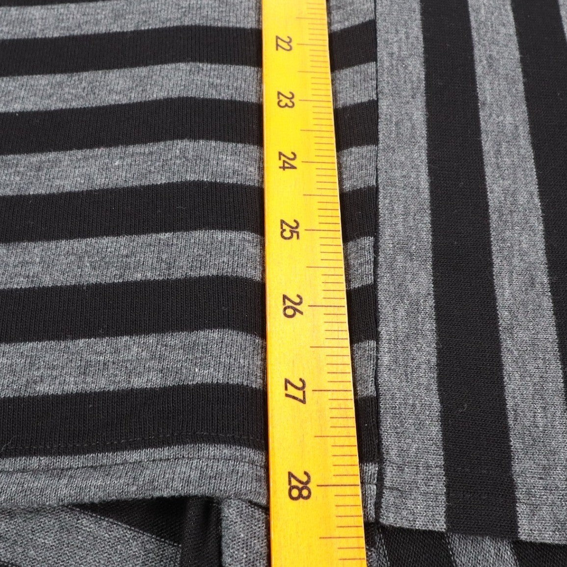 Erin London Open Front Vest Womens Large Black Grey Striped Draped Waterfall Hem - take2supply