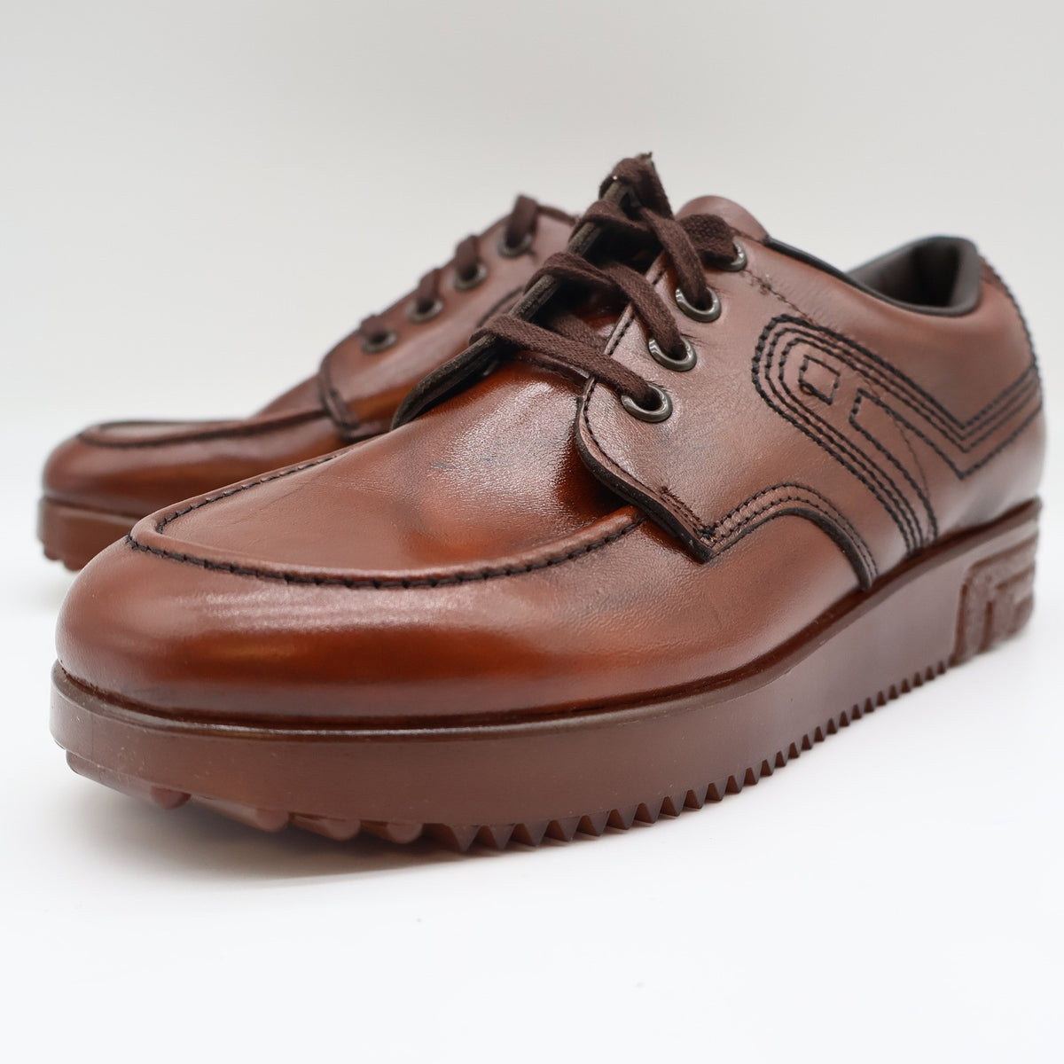James Pepper Oxford Shoes Mens 5 D Vintage Brown Leather Moc Toe Made in USA - take2supply