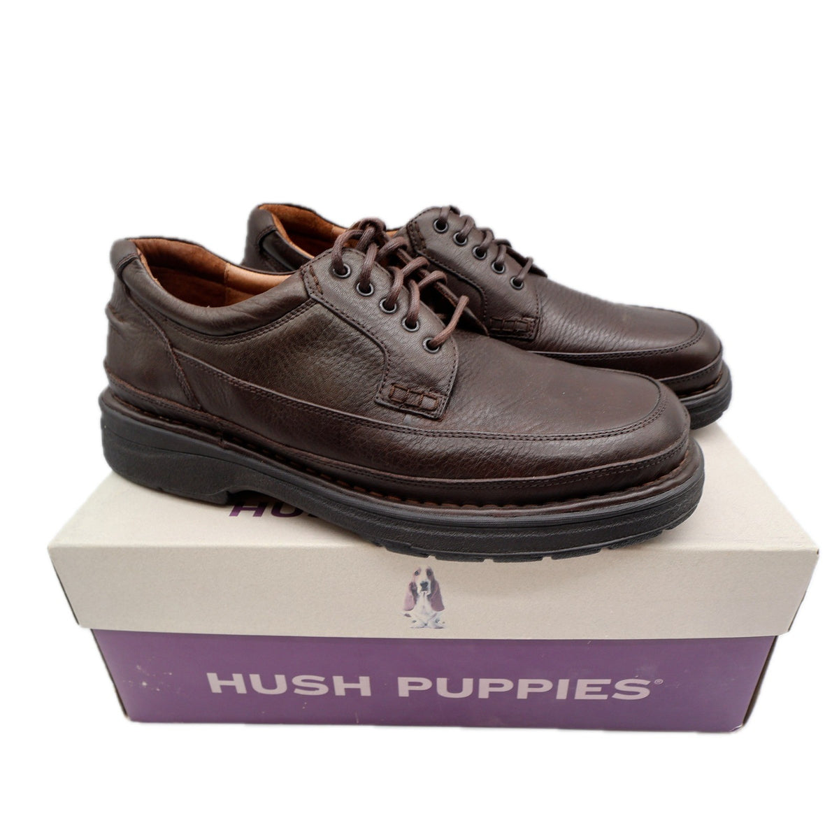 Hush Puppies Summit Persimmon Mens 10 W Brown Leather Casual Oxford Shoes 14191 - take2supply