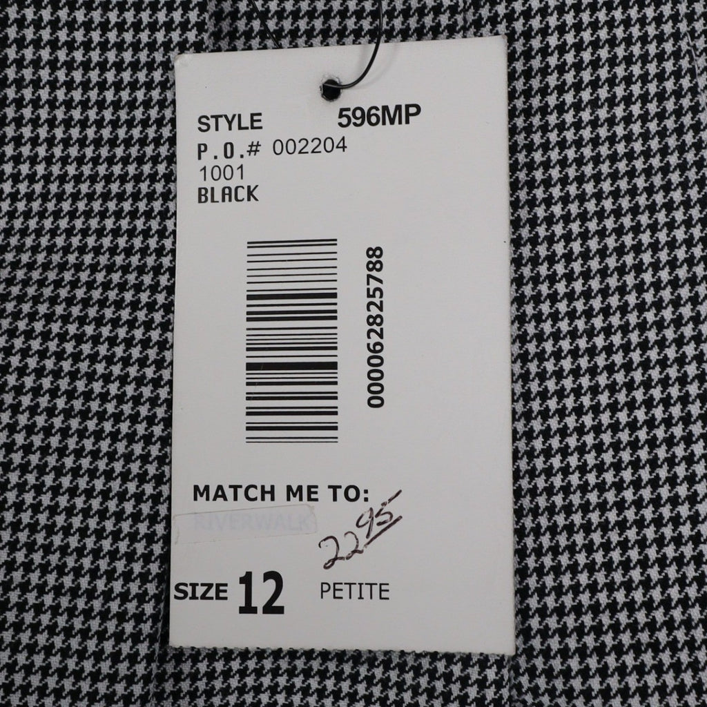 Southern Lady Houndstooth Dress Pants Womens 12 Petite Black White Pleated New - take2supply