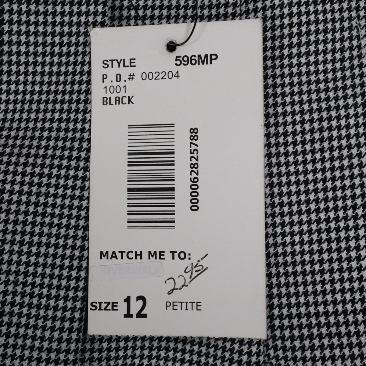 Southern Lady Houndstooth Dress Pants Womens 12 Petite Black White Pleated New - take2supply