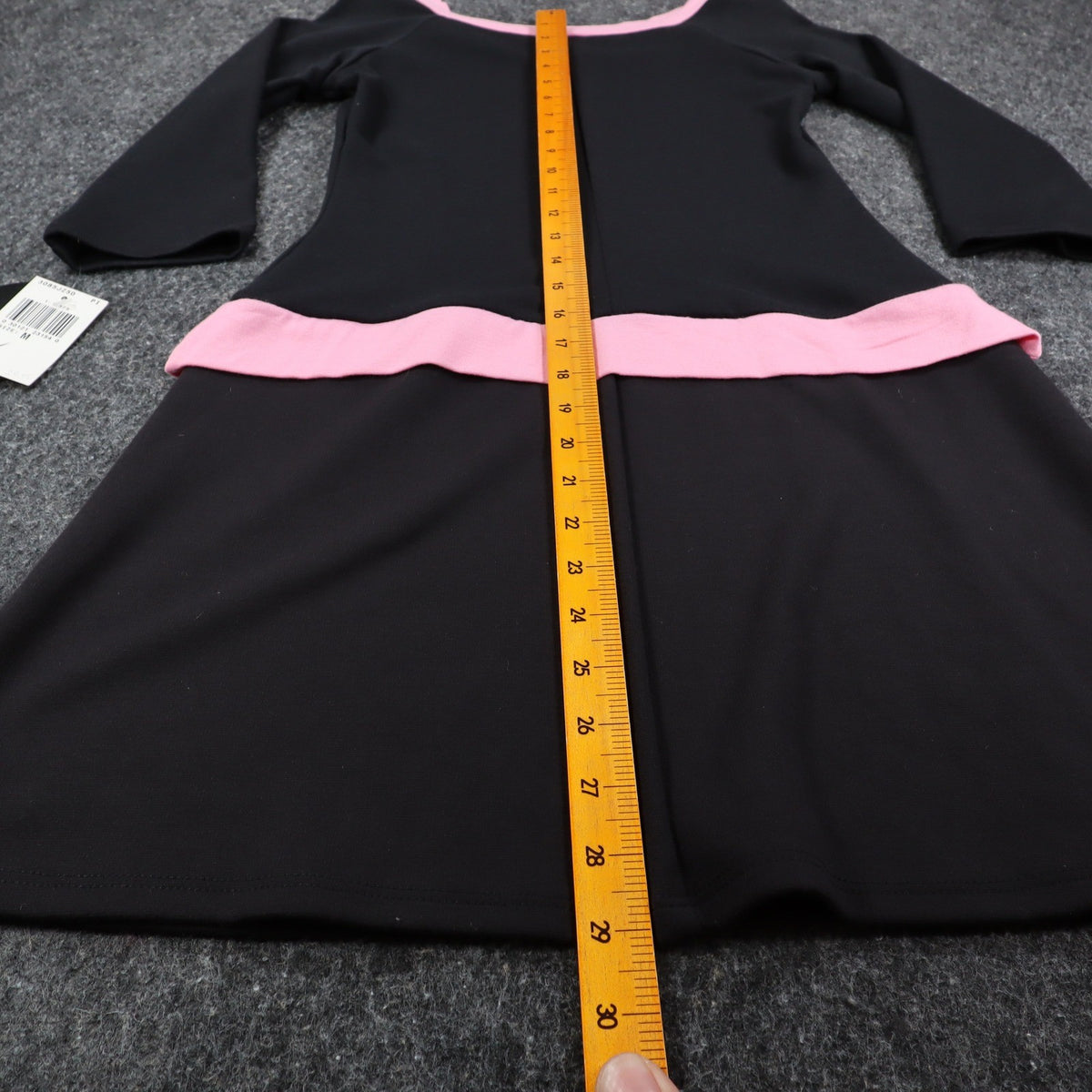 My Michelle Dress Medium Black Pink Bow 3/4 Sleeve Y2K Drop Waist NWT USA Made - take2supply