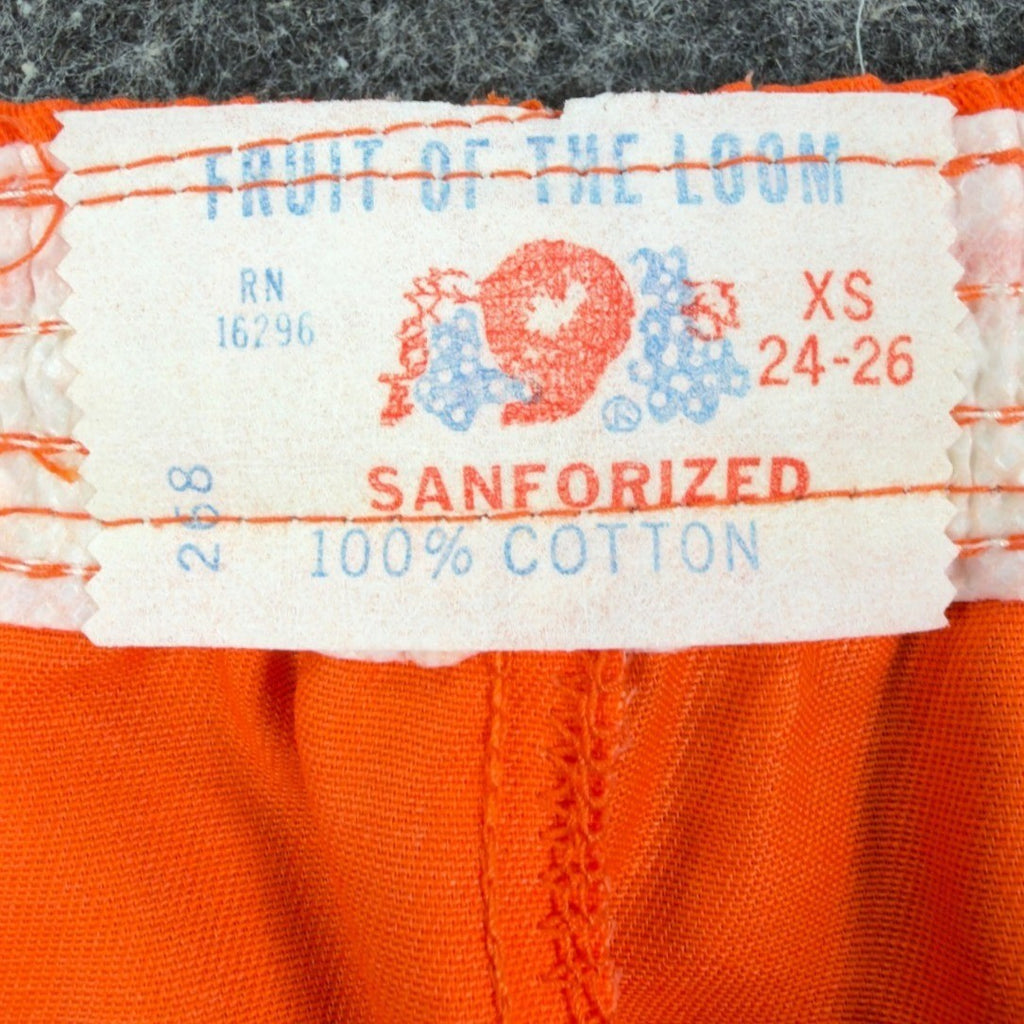 Fruit of the Loom Vintage 70s Gym Shorts Boys XS Orange Cotton NWT - take2supply