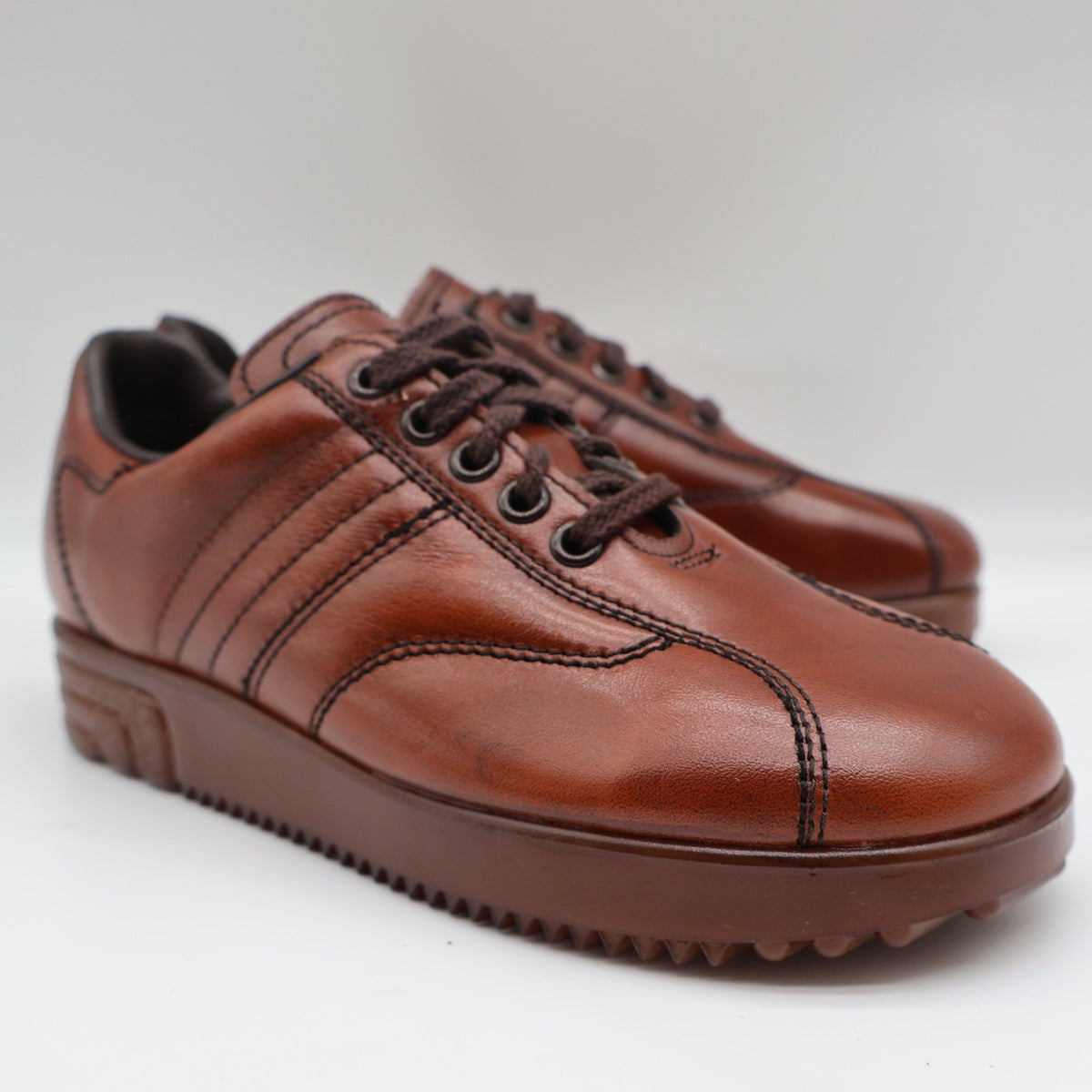 James Pepper Oxford Sneakers Mens 5 D Vintage Brown Leather Made in USA 44054 - take2supply