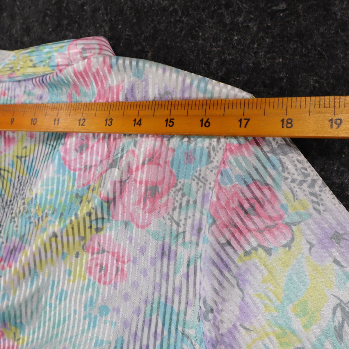 Donnkenny Blouse Womens 12 Vintage 90s Pastel Floral Sheer Stripe Button Up USA - take2supply