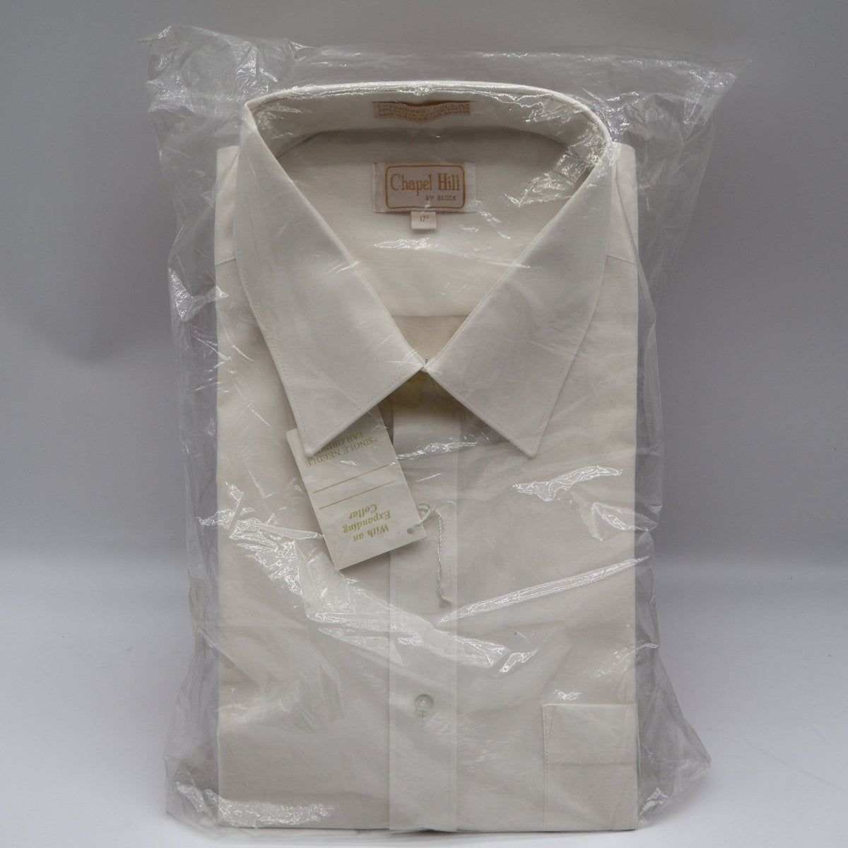 Chapel Hill Dress Shirt Mens 17 34/35 Vintage White Expanding Collar Deadstock - take2supply