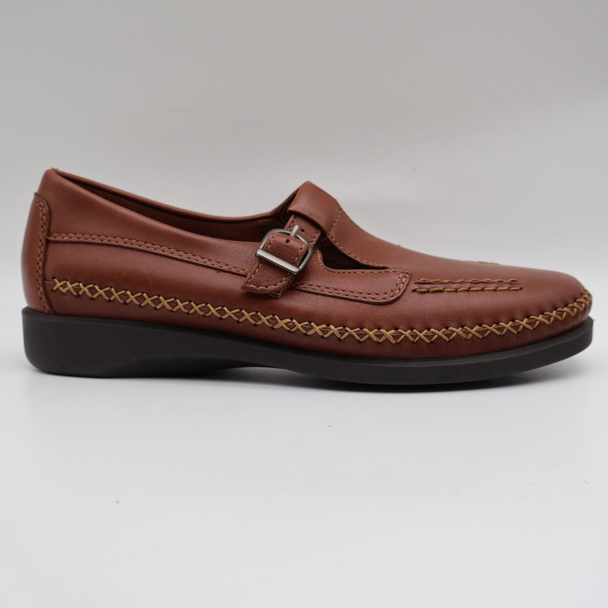 Dexter T-Strap Loafers Womens 8 Vintage Cognac Leather Faith Comfort Classics - take2supply