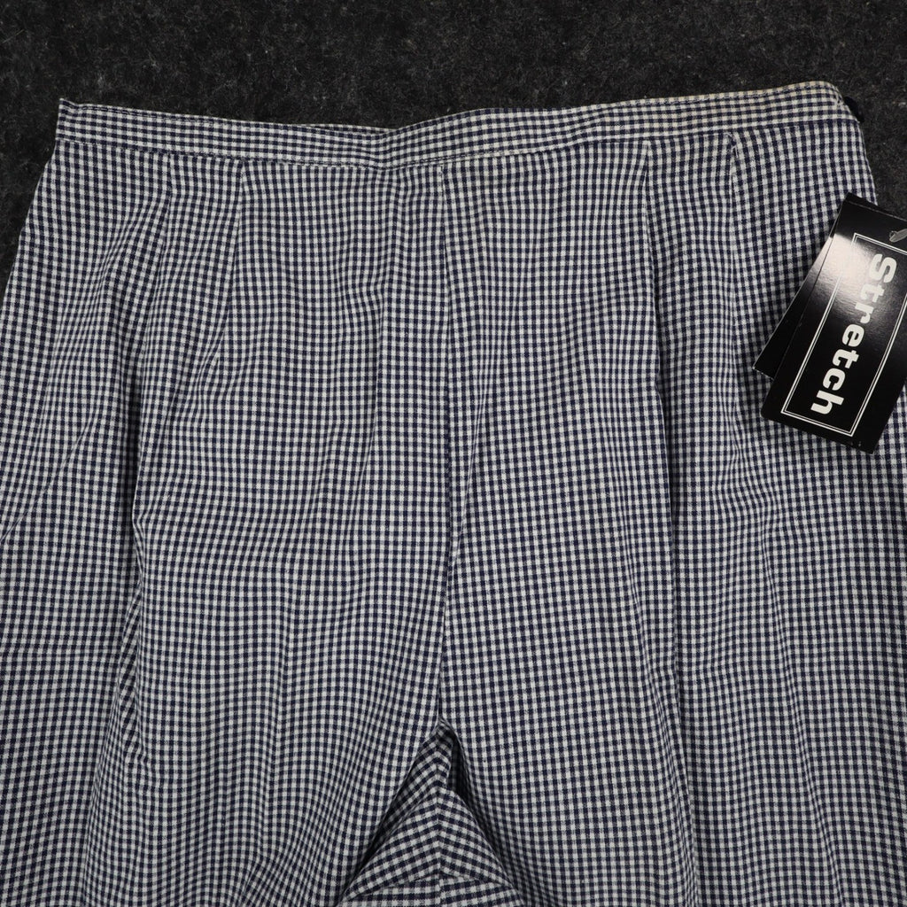 Southern Lady Pants Womens 12 Navy White Gingham Cotton Stretch Side Zip NOS - take2supply