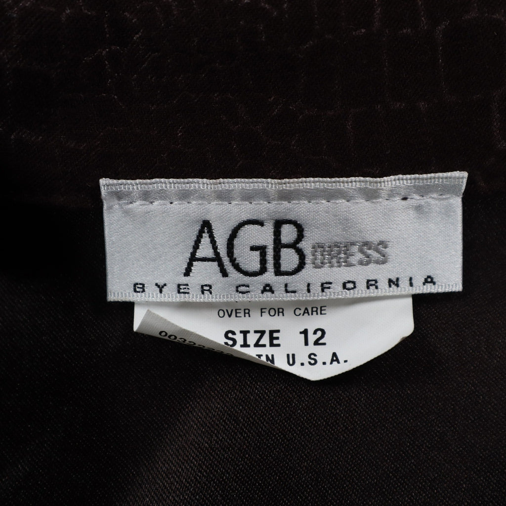 AGB Byer California Skirt Suit Set 12 Brown Crocodile Embossed Zip Jacket Skirt - take2supply