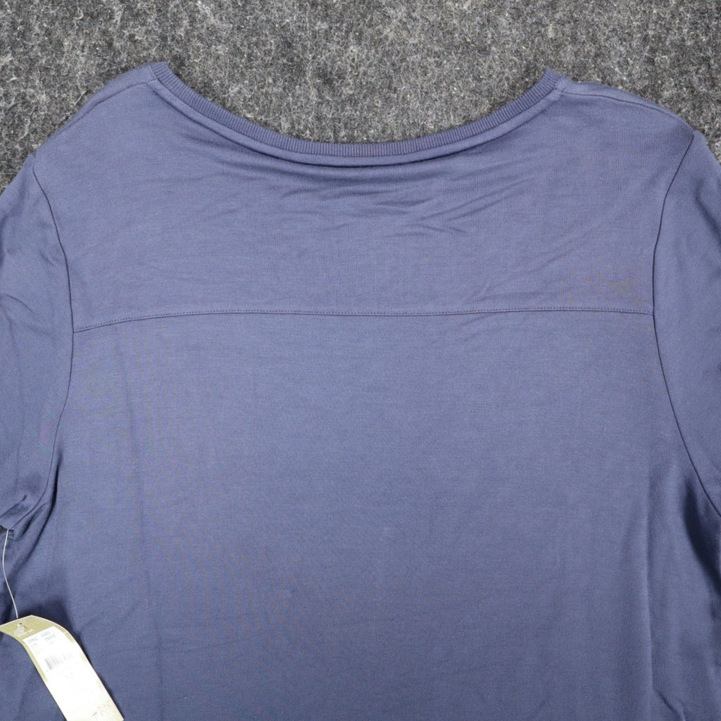 Erin London Top Womens Medium Blue Viscose Studded Puff Sleeve French Terry NWT - take2supply