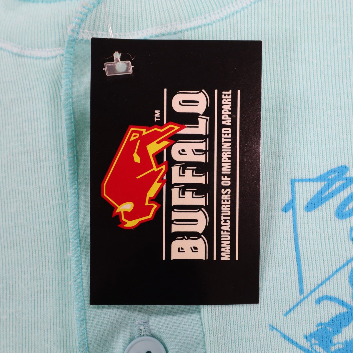 Buffalo Shirts Henley M Mens Aqua Blue Long Sleeve Skier Graphic Waffle Knit NWT - take2supply