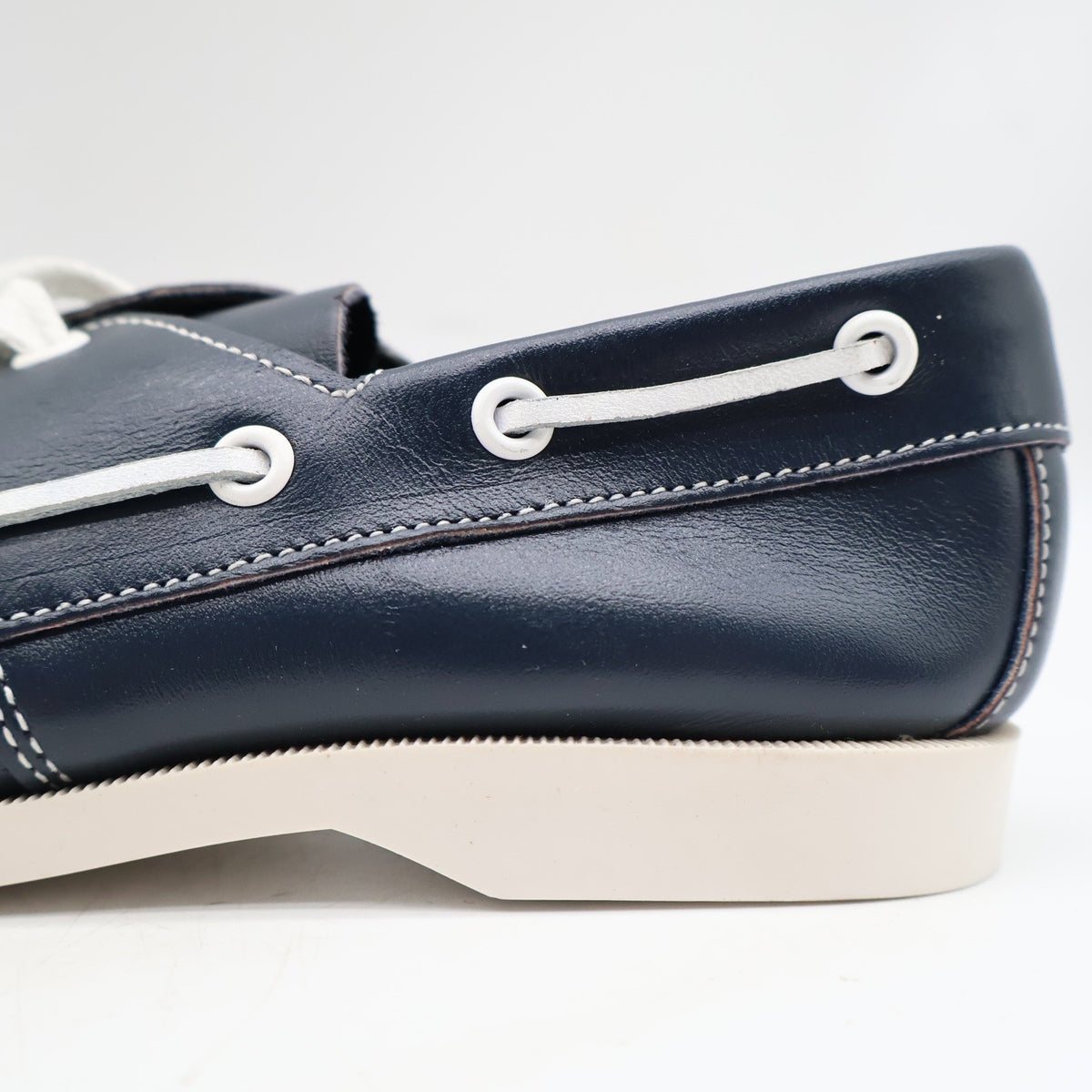 Webbs Boat Shoes Kids Size 2 C Vintage 80s Navy Leather Made in USA Deadstock - take2supply