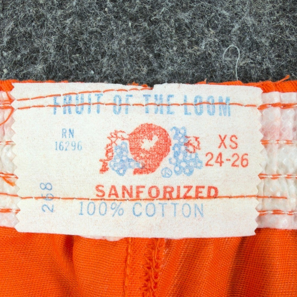 Fruit of the Loom Vintage 70s Gym Shorts Boys XS 24-26 Orange Cotton NWT - take2supply