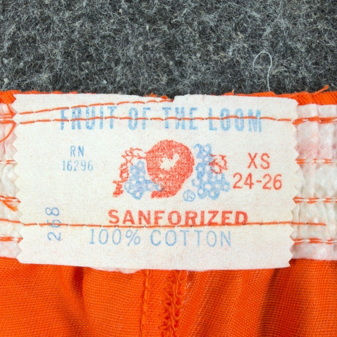 Fruit of the Loom Vintage 70s Gym Shorts Boys XS 24-26 Orange Cotton NWT - take2supply