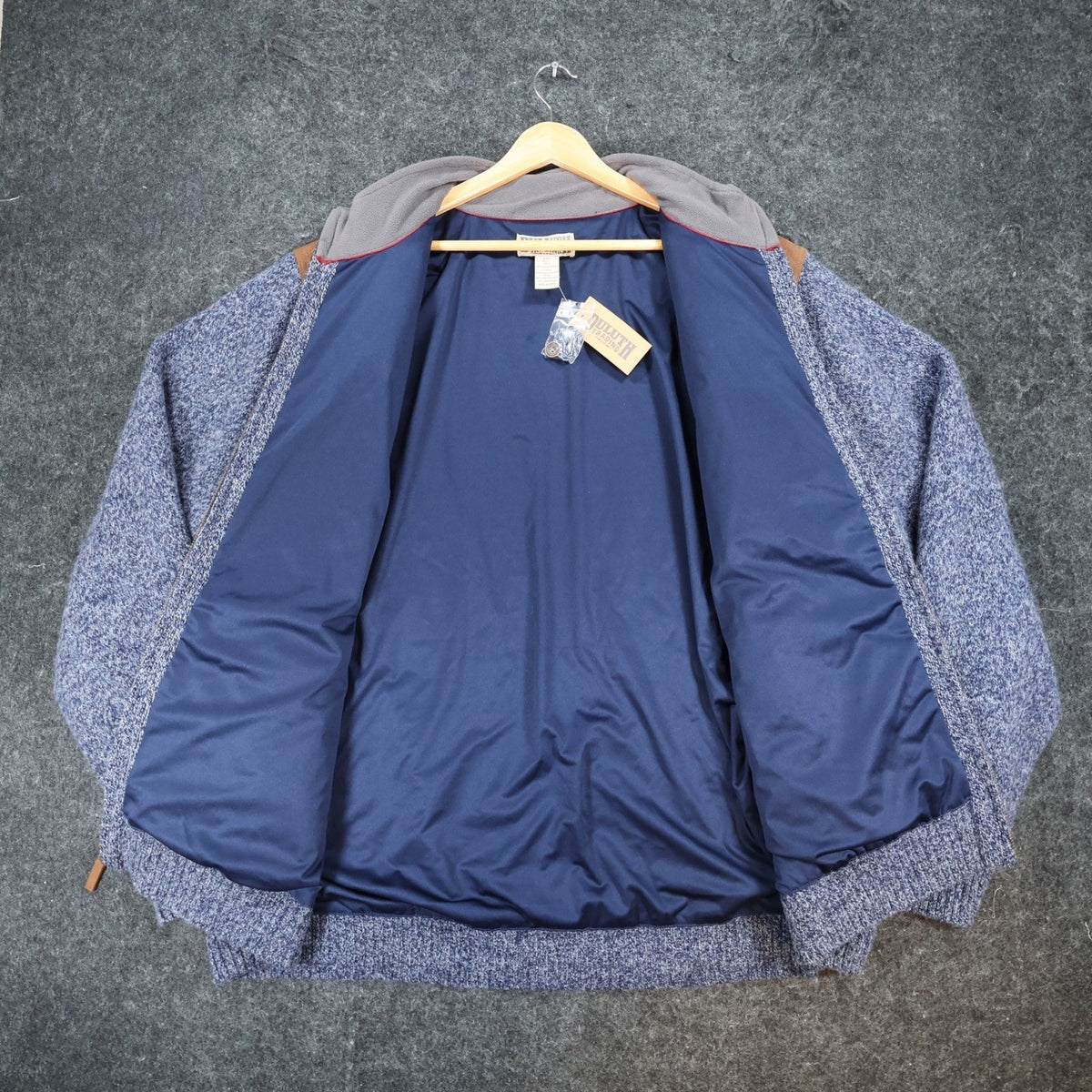 Duluth Trading Co Shetland Wool Windproof Zip Sweater Mens 2XL Blue Quilted - take2supply
