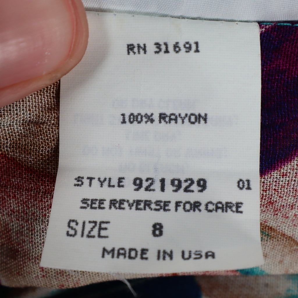 Xtrovert by Donnkenny Skirt Womens 8 Vintage 90s Rayon Tropical Floral Midi USA - take2supply