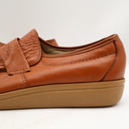 Wayfarer Penny Loafers Mens 8 D Vintage 80s Cognac Leather Wedge Sole Deadstock - take2supply